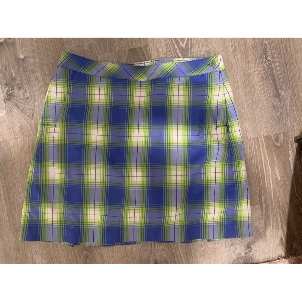 EP Pro Blue and Lime Plaid Golf Skort